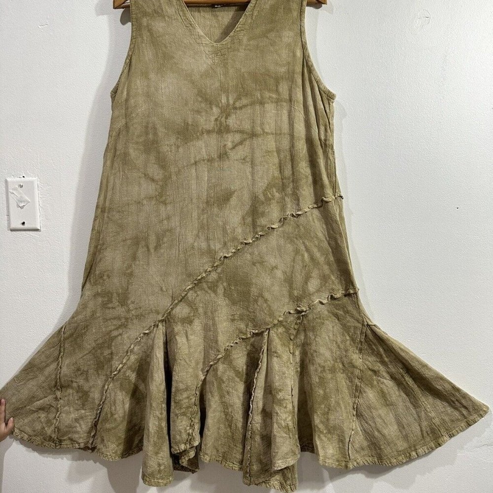 Oh My Gauze Women's Tie Dye Cotton‎ Gauze Sleeveless Ruffle Maxi Dress  Sz S